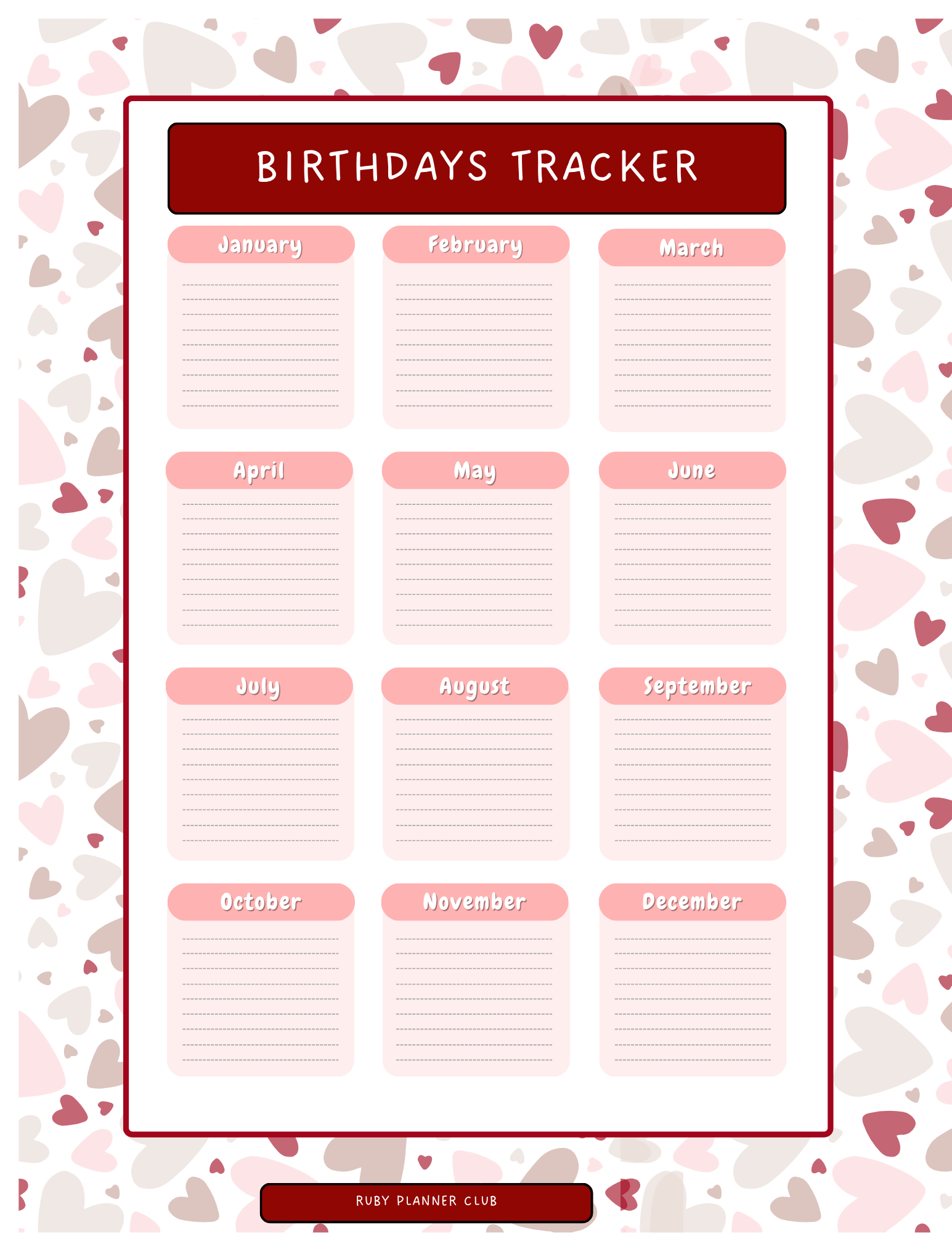 Inserts - Birthdays Tracker