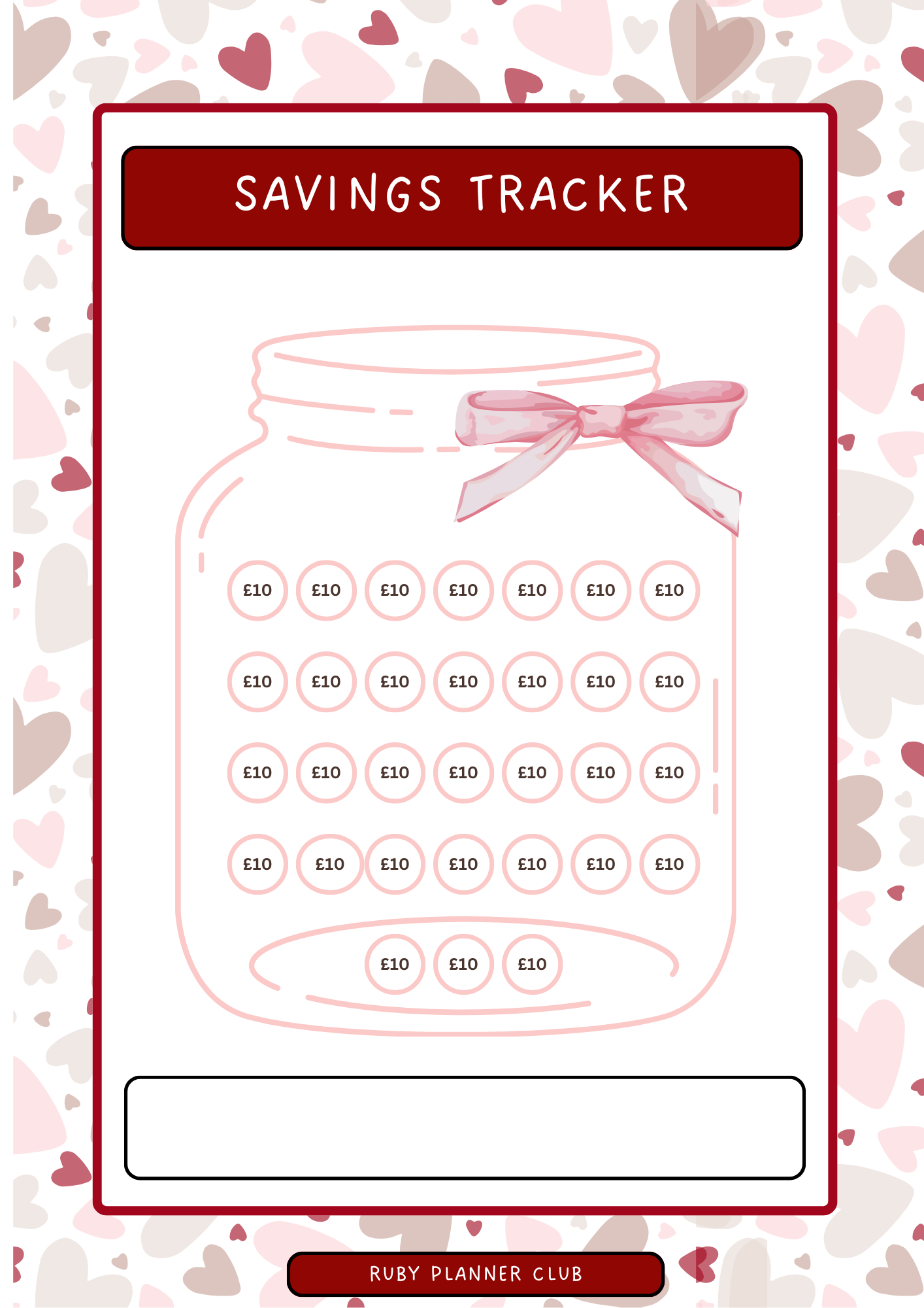 Inserts - Savings Tracker (£25 Savings)