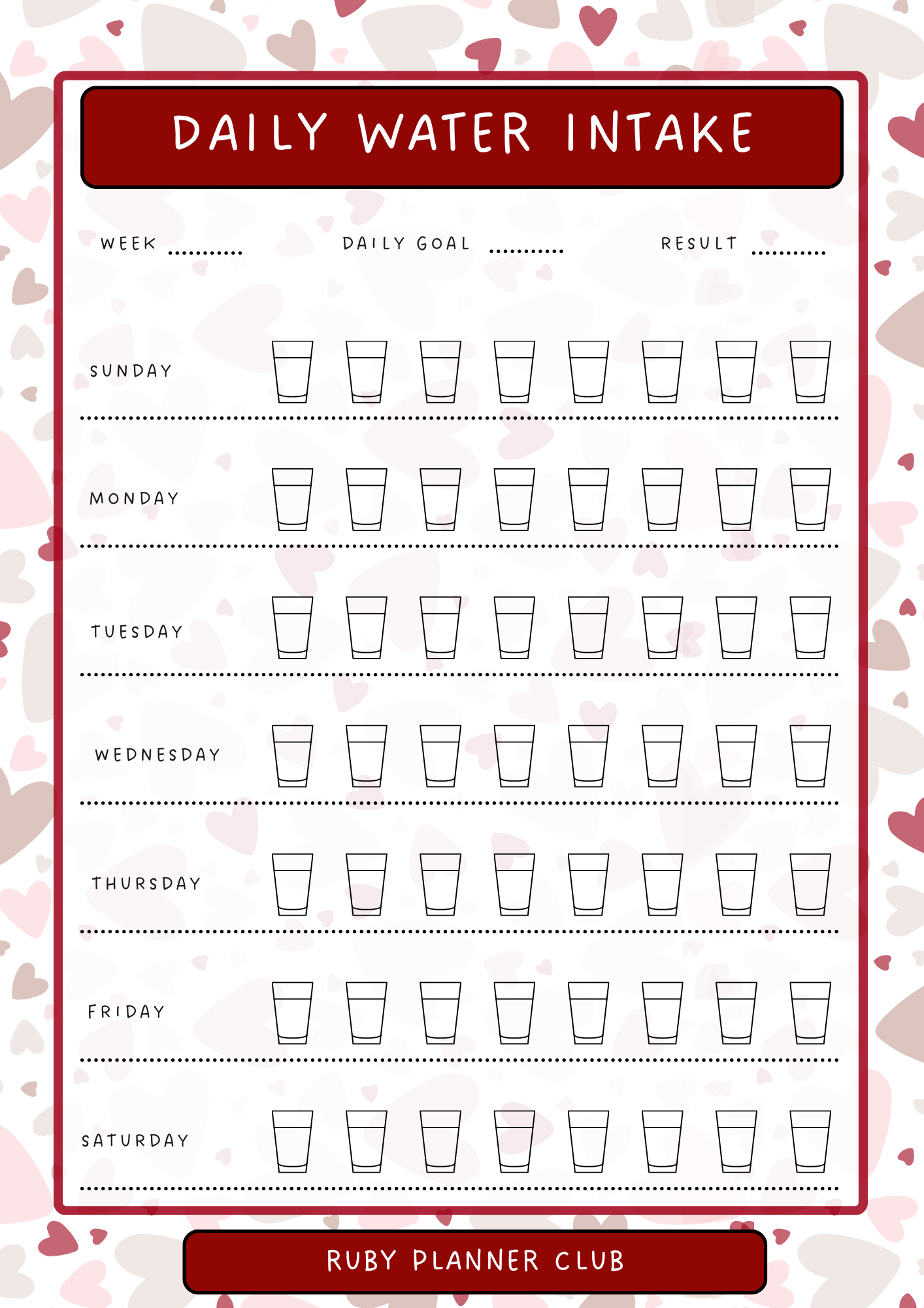 Inserts - Daily Water Intake