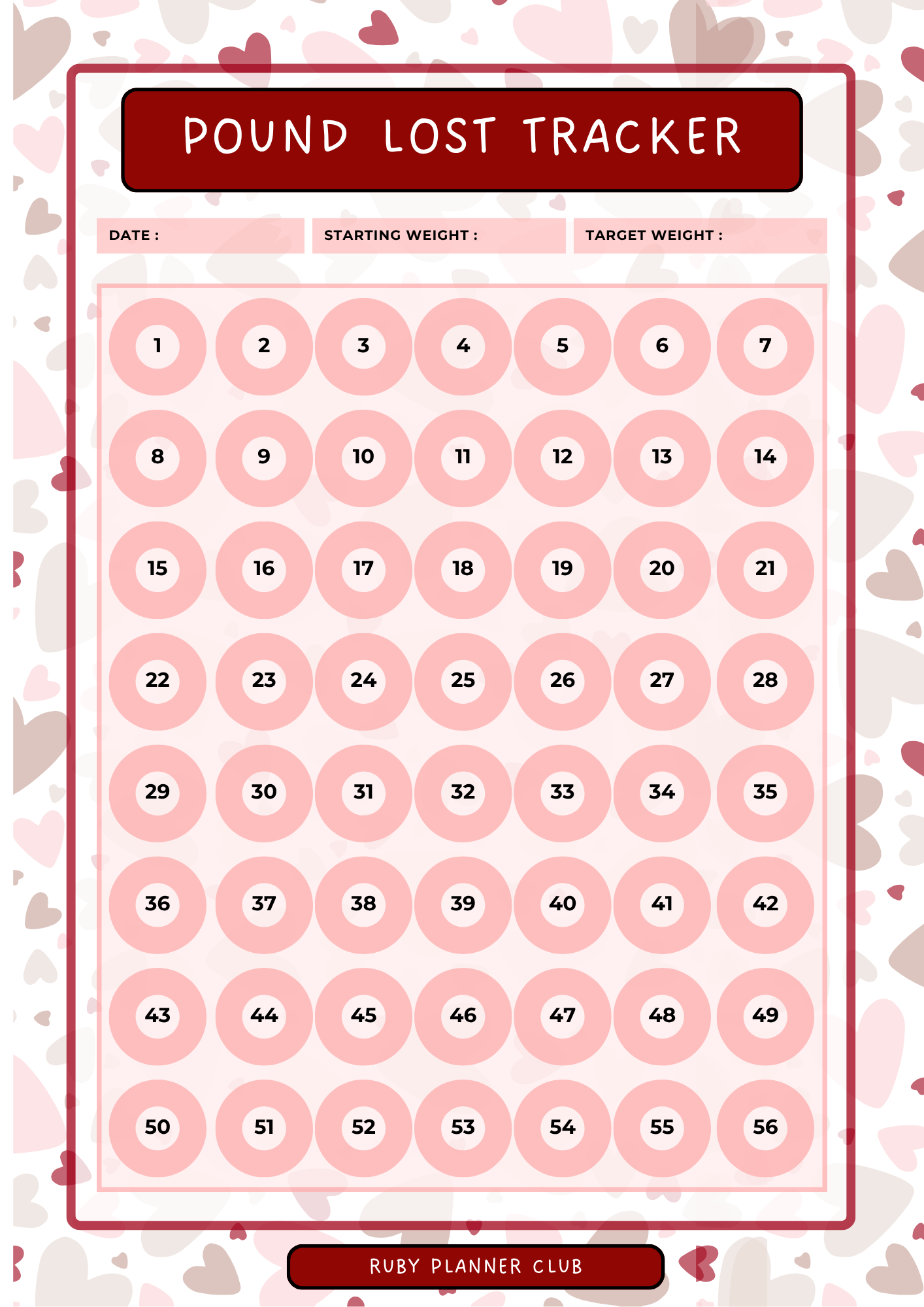 Inserts - Pounds Lost Tracker